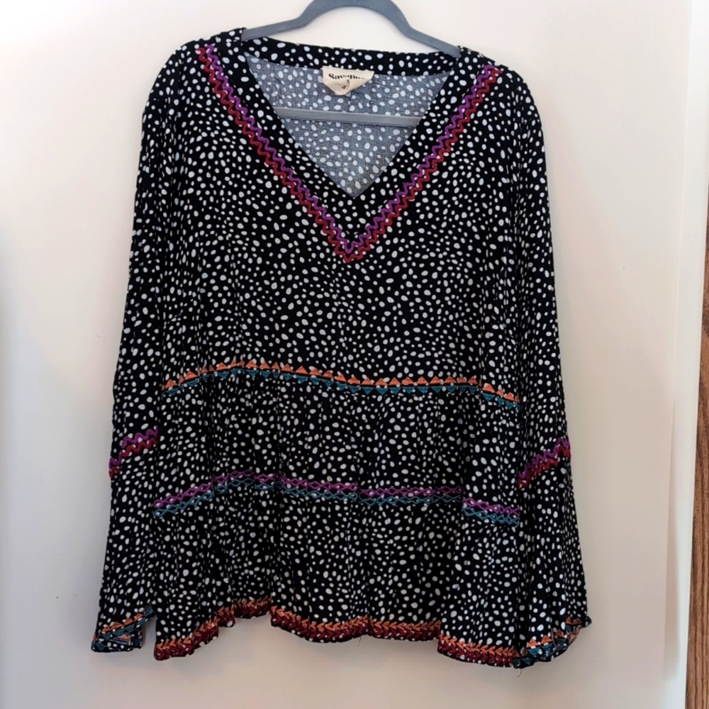 Plus Size Embroidery Flowy Top by Savanna Jane